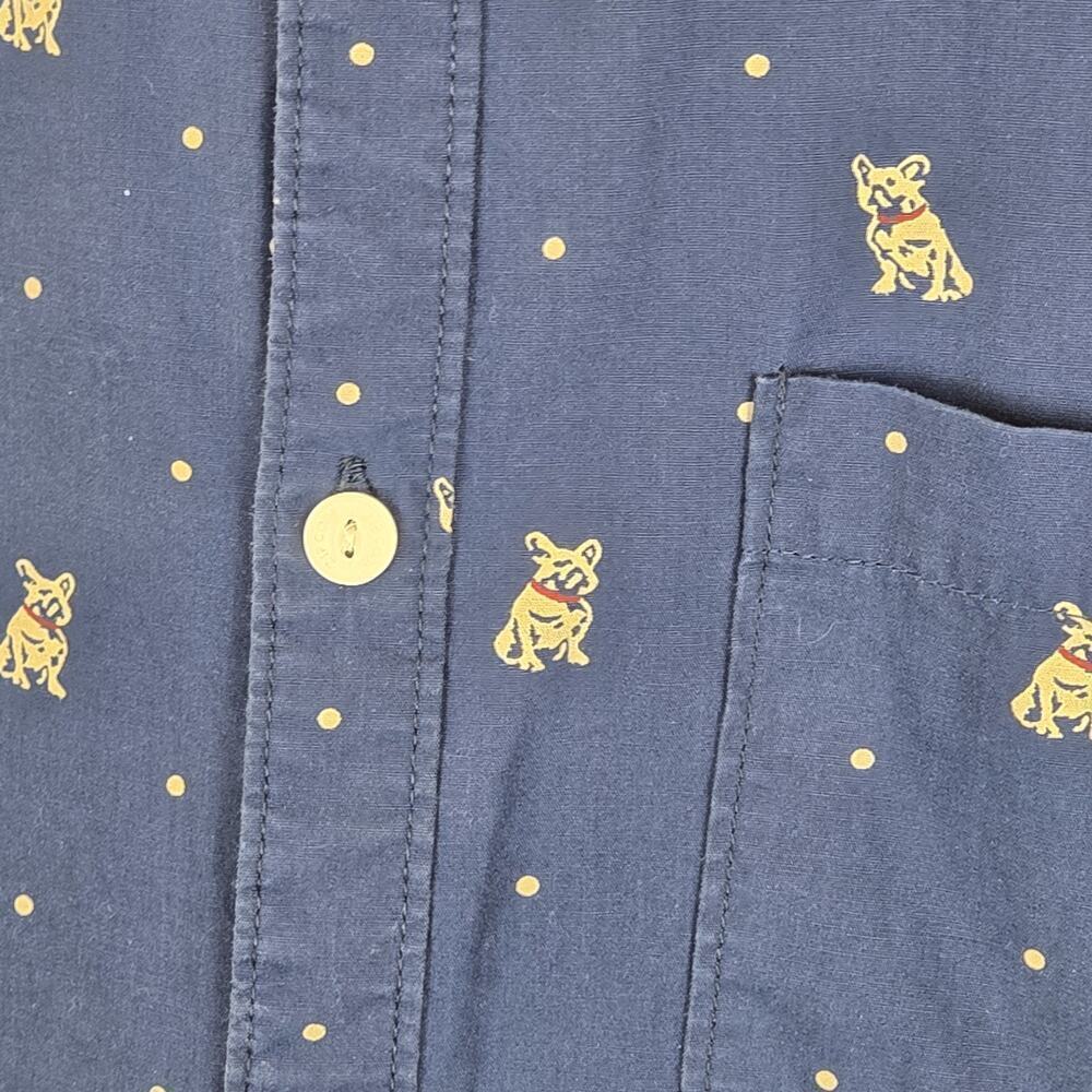 Cactus Man Ricky Singh Slim Fit FRENCH BULLDOG Blue Button Up MED Polka Dots Men